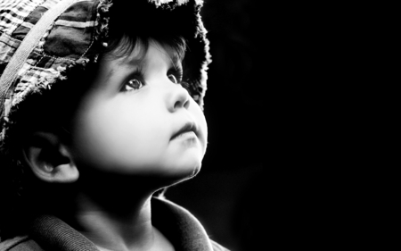 Expecting...!!! - photography, black and white, eye, expression, hd, face, boy, hope, photo, cute, little