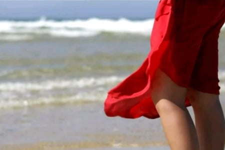 ocean breeze - dress, breeze, ocean, red