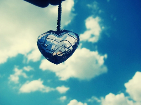 crystal heart - love, beauty, sky, photography, heart, unique, different, valentine, nature, clouds, romance