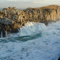 Pounding Waves Against the Rocks