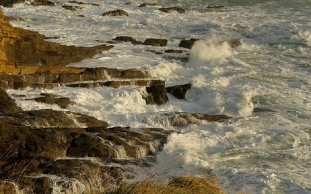 Foaming Ocean Water - foaming, shore, ocean, water