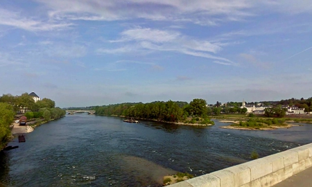 Loire River - clouds, longest, trees, water, blue, france, sky