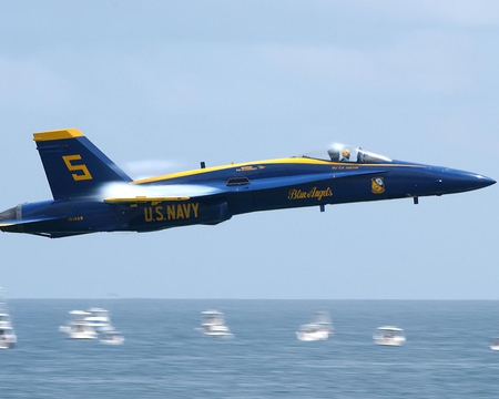 There Goes Another Blue Angel - fast, blue angel, jet, plane, fly