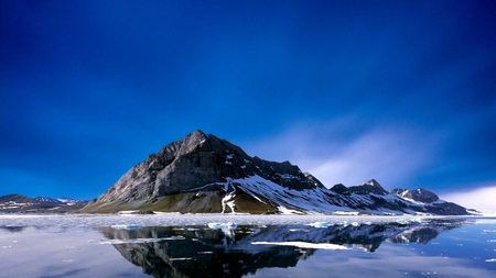 blue sky mountains - beauty, nature, snow, blue, photography, water, mountains