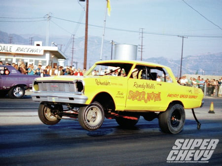 Super Chevy Drag Racing Greats - bowtie, 1965, yellow, gm