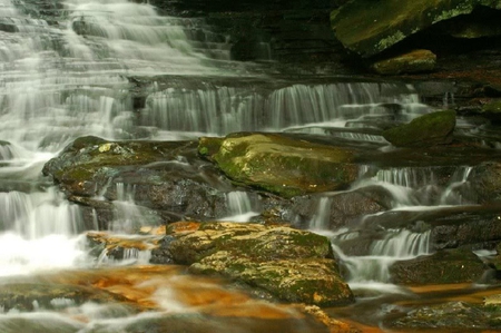 Waterfalls - water, rock, falls, smooth