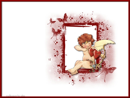 Cupid is a bad boy - cupid, valentine, butterfly, angel, bow, arrow, hearts