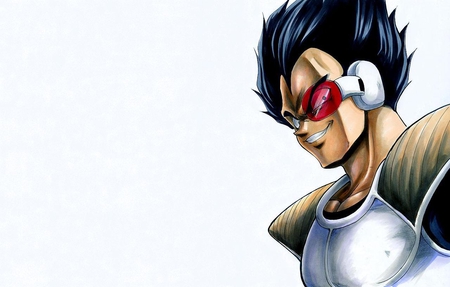 Vegeta - male, dragonballz, lone, black hair, dragonballz kai, white background, vegeta, games, armour, anime, saiyan, smile, dragonball kai, saiyans, dbz, spiky hair