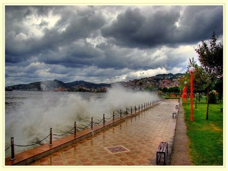 eregli beach,turkey - turkey, storm, road, wind, beach, sea