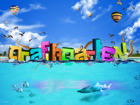 Under The Sea - alphabets, 3d, ocean blue, summer