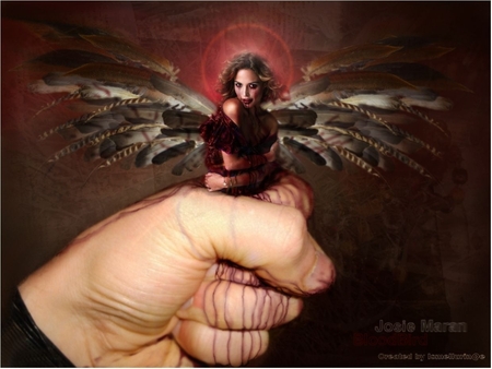 Josie Bloodbird - squeeze, blood, bird, hand, winged, woman, wings