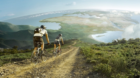 Wish I Was There - bike, helmets, scenery, mountain