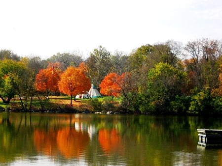 Autumn Trees Reflection - trees, water, reflection, autumn