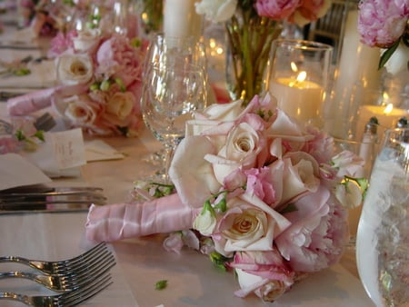 table decor - flowers, beautiful, decor, table, candles