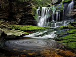 circular heart taking waterfall