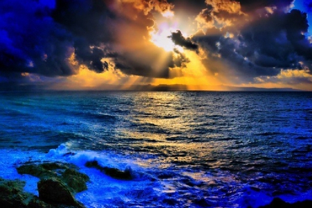 Blue Sunset - sunset, picture, blue, beautiful