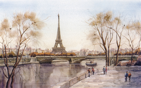 Paris - painting, eiffel, art, paris