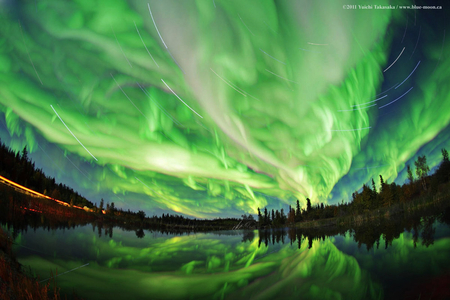 Northern Lights at the Lake - northern, beautiful, lights, lake, sky