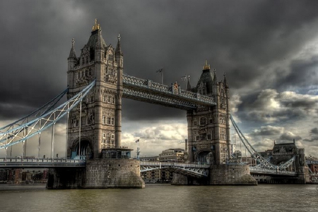 London Tower Bridge - clouds, london, water, bridge