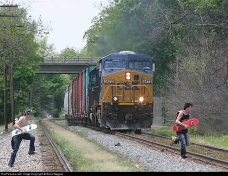 Train Xing - train, people, forest, other