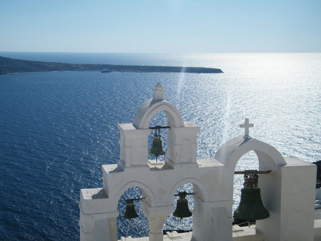 Santorini view - santorini, blue, view, greece, sea, oia