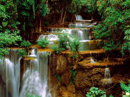 Beautiful water cascades - cascades, water, beautiful, water stream, forest, lovely, steps, wonderful, nature, waterfall, nice