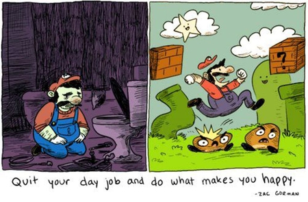 Mario the ex-plumber! ;);) - job, super mario, pic, sad, video game, image, funny, mario, comic, picture, plumber, happy