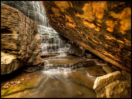 Beauty Falls - waterfall, amazing, beautiful, rock, flows