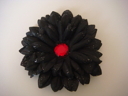 Black Flower - nature, elegant, sparkle, red center