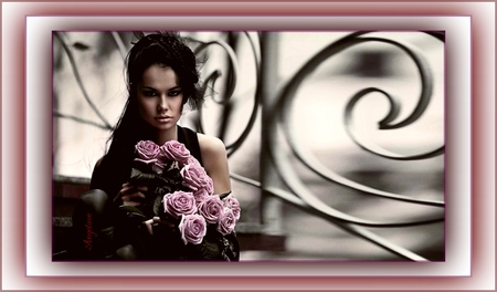 ღGothic Girlღ - roses, lonely, lavender, classy, unique, girl, alone, gothic, love, darkness, pale beauty, brunette