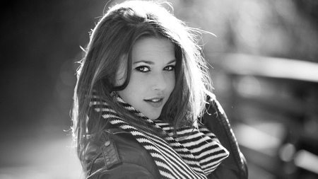 Winters Bliss - woman, beauty, photography, delicate, winter, black and white, face, photoshop, beautiful, sweet, smile