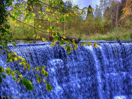 Blue water stream - nature, autumn, forest, blue, water, summer, water stream, waterfall