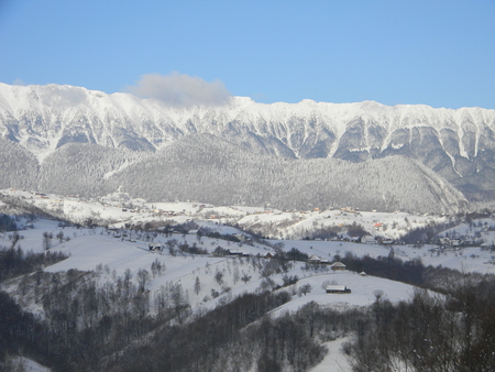 mountains - winter, ice, forest, snow