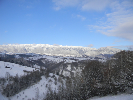 mountains - winter, ice, forest, snow