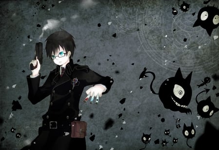 Ao no Exorcist - black, anime, gun, exorcist, yukio okumura, demon