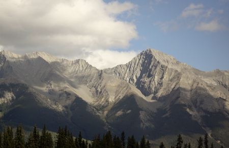 Mountains of Banff 03, Alberta - Canada - clouds, trees, blue, photography, white, nature, green, mountains, sky