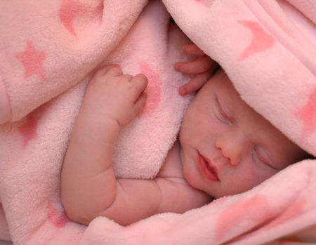 sleeping baby in pink - sleeping, child, soundly, beautiful