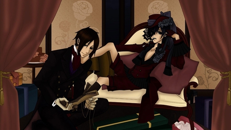 Ultimate Lord - servant, hot, wicked, black, lord, earl, cool, dark, anime, master, demon, beige, sebastian, kuroshitsuji, red, black butler, ciel, butler