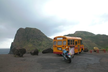 Smoothie Bus - hana highway, hanzo, maui, harley