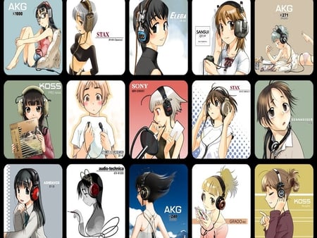 headphone chart - women, headphone, female, girl, anime, anime girl