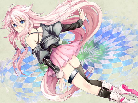 anime girl - girl, hair, eyes, braids, boots, blue, anime, ia, long, blonde