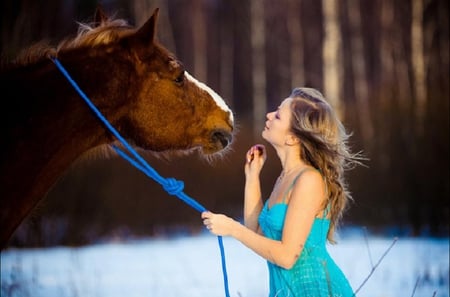 Beauty and the wild - beauty, horse, pretty, female, animals, lovely, model