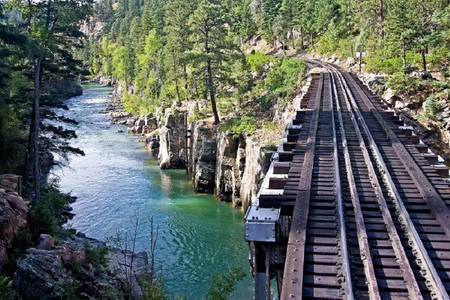 Animas River - train, tracks, trees, river