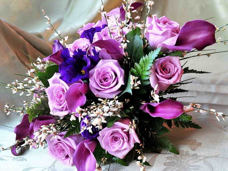 Bouquet of fresh flowers - pretty, roses, beautiful, lovely, pink, bouquet, flowers, fresh, nice