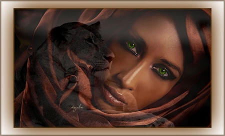 áƒ¦Lioness Beautyáƒ¦ - woman, beauty, veil, lady, photography, unique, different, green eyes, beautiful, brunette, lioness