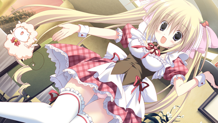 anime girl - lohenstein, girl, hair, riko, cg, game, anime, gakuou, korie, blonde