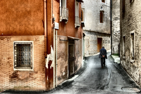 Man in alley - old town, man, alley, brick