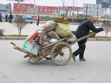 heavy load in china - heavy, cart, man, business