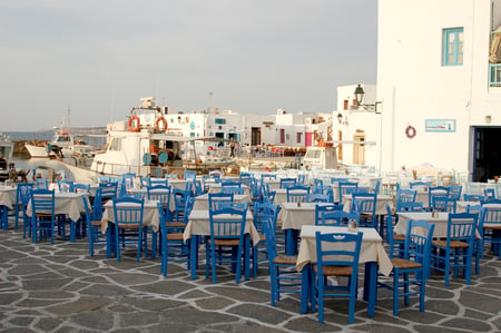 Restaurant - greece, seaside, tables and chairs, restaurant