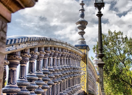 Seville Spanish Expo Railings - posts, sky, bridge, railings